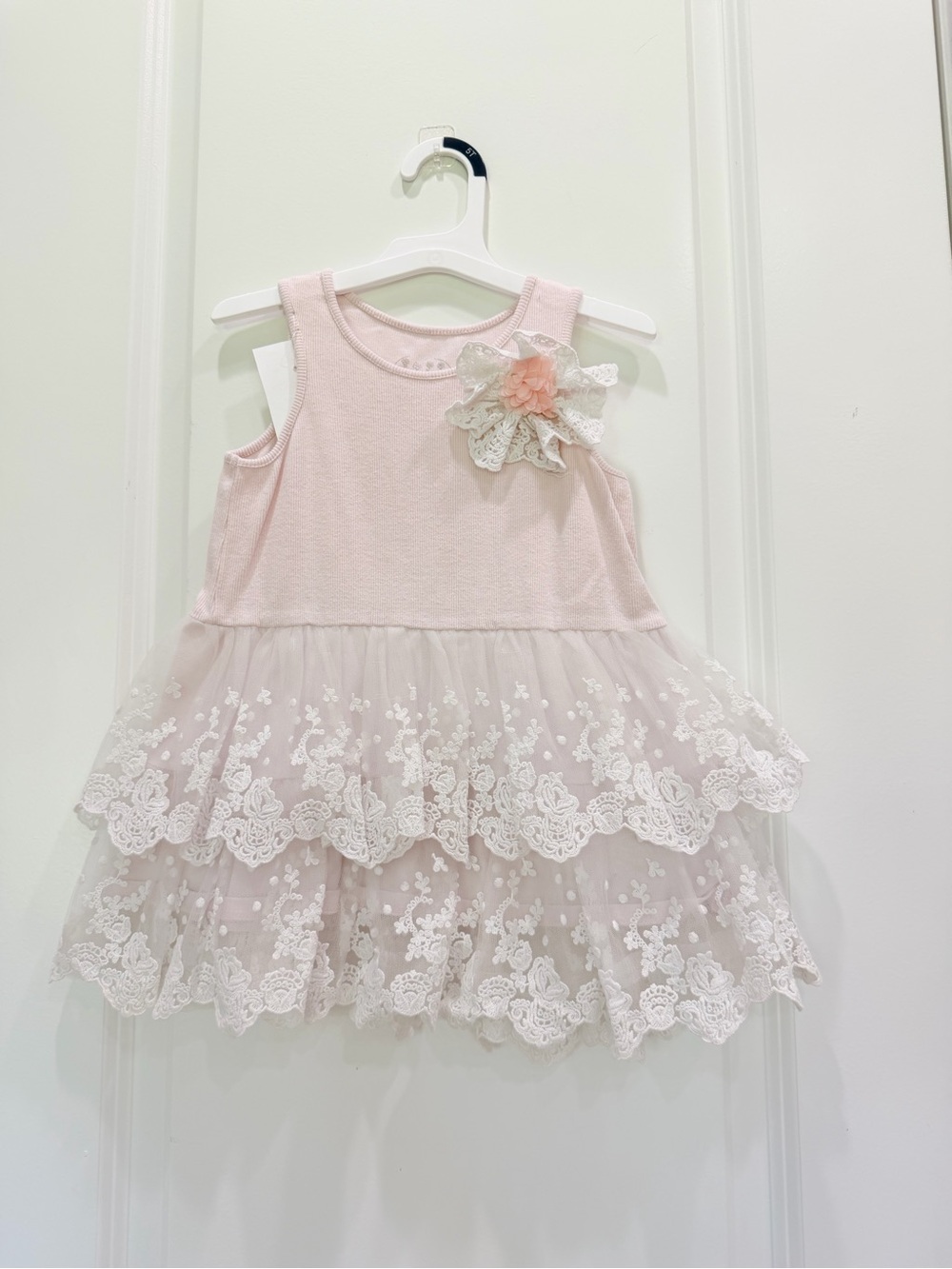 Pippa & Julie Pink Lace Tiered Dress with Floral Applique ( Nordstrom)